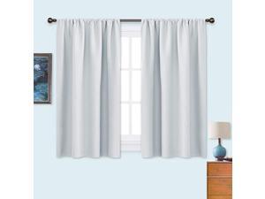 Greyish White Window Curtain Panels Thermal Insulated Rod Pocket Room Darkening Curtain Sets for Bedroom Platinum Greyish White 2 Panels 42 by 45
