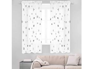 Silver Star Print Curtains White Sheer Window Drapes with Twinkle Star for Living Room 2 Panels Rod Pocket Transparent and Soft Starry Theme for Bedroom 52quot W x63 L Silver Star Print Curtains White Sheer Window Drapes with Twinkle Star for Living Room 2 Panels Rod Pocket Transparent and Soft Starry Theme for Bedroom 52quot W x63 L