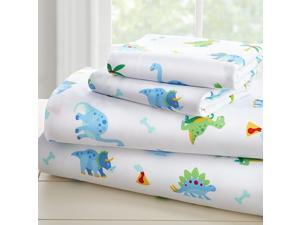 Kids Microfiber Twin Sheet Set for Boys and Girls Bedding Sheet Set Includes Top Sheet Fitted Sheet and One Standard Pillow Case BPAFree Olive Kids Dinosaur Land