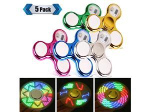 LED Fidget Spinner Clear Fidget Toy Crystal Led Light Rainbow Toy Finger Hand SpinnerKids5 Pack