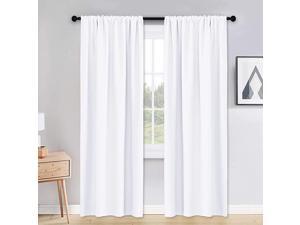 Pure White Curtains 42 x 90 inches Long Window Covering Rod Pocket Soft Fabric Polyester Drapes Room Darkening Thermal Curtain Draperies for Home Decoration 2 Pieces