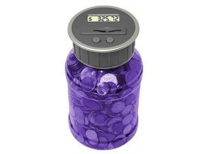 Digital Coin Bank Savings Jar by DE Automatic Coin Counter Totals All US Coins Including Dollars and Half Dollars Original Style Transparent Purple Jar Digital Coin Bank Savings Jar by DE Automatic Coin Counter Totals All US Coins Including Dollars and Half Dollars Original Style Transparent Purple Jar