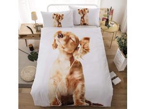 Cute Dog Printed Duvet Cover Set Full Size Quilt Cover 3D Yellow Puppy Bedding Set Animal Theme Comforter Cover for Kids Teens Boys Dog Listening Music Pattern Quilt Cover Cute Dog Printed Duvet Cover Set Full Size Quilt Cover 3D Yellow Puppy Bedding Set Animal Theme Comforter Cover for Kids Teens Boys Dog Listening Music Pattern Quilt Cover
