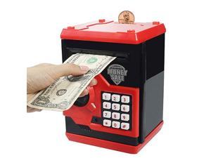 Electronic Piggy Bank Code Lock for Kids Baby Toy Mini ATM Safe Coin Banks Money Saving Box Password for ChildrenBoys Girls Birthday BlackRed