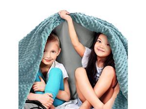 Premium Kids Weighted Blanket amp Removable Cover 7 lbs 41quotx60quot for a Child Between 7090 lbs Single Size Bed Premium Glass Beads CottonMinky GreyAqua Color