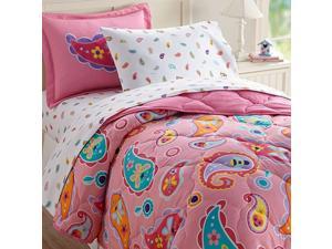 Kids 5 Pc Twin Bed in A Bag for Boys and Girls Microfiber Bedding Set Includes Comforter Flat Sheet Fitted Sheet One Pillow Case and One Sham BPAFree Olive Kids Paisley