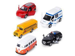 Diecast Metal Toy Cars Set of 5 Openable Doors Pull Back Car Gift Pack for Kids Official Car