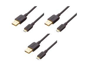 USB 20 AMale to Micro B Charger Cable 3 Pack 3 feet Black