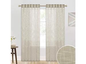 Linen Curtains for Bedroom Light Airy Semi Sheer Curtains Rod Pocket Back Tab Large Window Decor for Living Room Sun Room Sliding Glass Door Taupe 52 Wide x 84inch Long 1 Pair