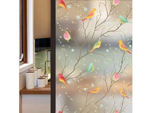 Privacy Window Film Opaque NonAdhesive Frosted Bird Window Film Decorative Glass Film Static Cling Film Bird Window Stickers for GFWF902B Home Office 177In by 787In 45 x 200Cm