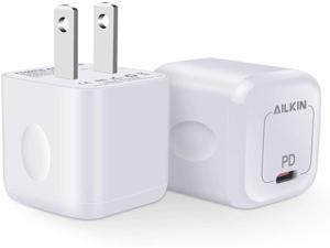 20W USB-C Wall Charger, 2Pack AILKIN PD Type C Charger Block Fast Charge for iPhone 13 Pro Max 13Pro 13 Mini 12 Pro Max 12 SE 11 XR XS X 8 Plus Cube, USBC Box Rapid Charging Power Adapter USB-C Plug