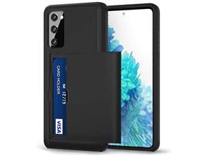 S20 Fe Case Galaxy S20 Fe Case Credit Card Ids Holder Shell Wallet Case Sliding Back Pocket Card Slot Dual Layer Hard Pc Soft Tpu Rubber Cover Case Designed For Samsung Galaxy S20 Fe 5G Black