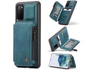 For Galaxy S20 Fe 5G Wallet Case, Double Magnetic Clasp Zipper Purse Pu Leather Wallet Case With Credit Card Slot Holder Back Flip Cover For Samsung Galaxy S20 Fan Edition 5G (Blue)