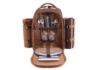Picnic Backpack Bag for 2 Person with Cooler Compartment Detachable BottleWine Holder Fleece Blanket Plates and Cutlery2 Person Brown Picnic Backpack Bag for 2 Person with Cooler Compartment Detachable BottleWine Holder Fleece Blanket Plates and Cutlery2 Person Brown