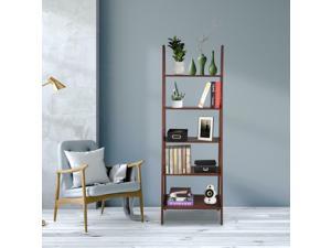 Living Room Bedroom 5 Tier MDF Ladder Shelf Bookcase Plant Stand Rack Shelves US