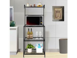 4-Tier Kitchen Bakers Rack Microwave Oven Stand Storage Workston Shelf Black 4-Tier Kitchen Bakers Rack Microwave Oven Stand Storage Workston Shelf Black