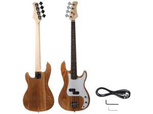 Natural Wood Color Beginner Band 4 Strings Burning Fire Electric Bass Guitar