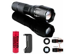 90000LM Tactical T6 Zoomable LED Flashlight Torch Light +18650 Battery  Charger
