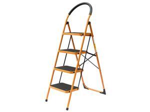4 Step Ladder Folding Steel Step Stool Anti-slip 330Lbs Capacity Black Yellow 4 Step Ladder Folding Steel Step Stool Anti-slip 330Lbs Capacity Black Yellow