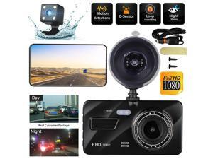 1080P 4" Car DVR Dual Lens Dash Cam Front Rear G-sensor Video Recorder Camera