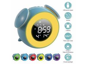 Sunrise Alarm Clock 5" Dimmable LED 7 Color Light for Kids Girls Bedroom Blue