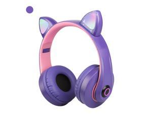 Kids Girls Bluetooth Wireless Headphones 3.5mm Wired LED Cat Ears Stereo Headset