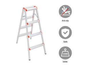 4 Step Aluminum Lightweight Ladder Folding Non-Slip Platform Stool 330Lbs Load 4 Step Aluminum Lightweight Ladder Folding Non-Slip Platform Stool 330Lbs Load