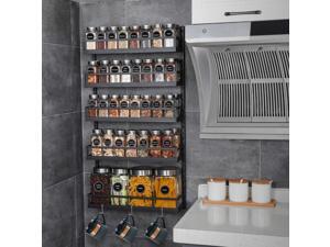 Wall Mount Spice Rack Organizer 5 Tier Height-Adjustable Hanging Spice Shelves Wall Mount Spice Rack Organizer 5 Tier Height-Adjustable Hanging Spice Shelves
