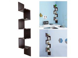 5 Tier Corner Art Shelf Wall Mount Flong Walnut Zig Zag Storage Rack Shelves 5 Tier Corner Art Shelf Wall Mount Flong Walnut Zig Zag Storage Rack Shelves