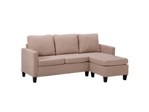 New Convertible Sectional Sofa Couch L-Shaped Couch w/ Back Cushion Beige US New Convertible Sectional Sofa Couch L-Shaped Couch w/ Back Cushion Beige US