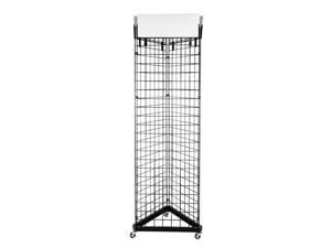 Wire Grid Triangle Tower Display Rack Casters Rolling Castors Chrome 2' x 6 ½' H