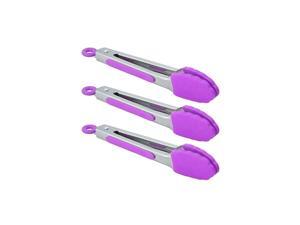 Small Kitchen Tongs 7 Inch Mini Silicone Appetizers Tongs, Set of 3 (Purple) Small Kitchen Tongs 7 Inch Mini Silicone Appetizers Tongs, Set of 3 (Purple)