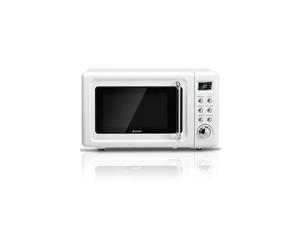 Retro Countertop Microwave Oven, 0.7Cu.ft, 700-Watt, High Energy Efficiency, 5 Micro Power, Delayed Start Function, with Glass Turntable & Viewing Window, LED Display, Child Lock (White) Retro Countertop Microwave Oven, 0.7Cu.ft, 700-Watt, High Energy Efficiency, 5 Micro Power, Delayed Start Function, with Glass Turntable & Viewing Window, LED Display, Child Lock (White)
