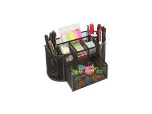 Black Metal Wire Mesh 8 Compartments Office Supply Desktop Organizer Caddy with Drawer Black Metal Wire Mesh 8 Compartments Office Supply Desktop Organizer Caddy with Drawer