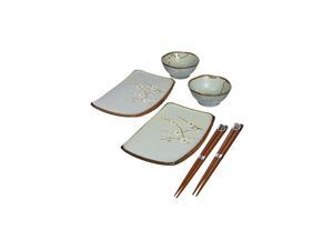 Spring Blossom Japanese Sushi Plate Gift Set with 2-Pair of Chopsticks, Sushi for Two, Blue/White Spring Blossom Japanese Sushi Plate Gift Set with 2-Pair of Chopsticks, Sushi for Two, Blue/White