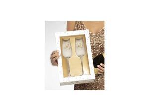 Mrs. Champagne Flutes with Gift Box Wedding Glasses For Bride & Groom, mr and champagne flutes, mr and champagne glasses, premium crystal glasses
