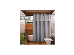 SnapHook Hook Free Shower Curtain with Snap-in Liner & See Through Top Window | Hotel Grade, Machine Washable & Water Repellent | 71Wx74L, Gray
