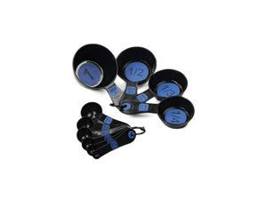 Easy to Read Plastic 10 Piece Blue/Black Measuring Cup and Spoon Set