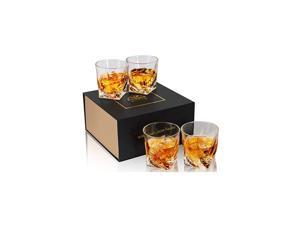Rocks Glass, Set of 4 Crystal Whiskey Glasses In Gift Box - 10 Oz Old Fashioned Lowball Tumbler for Bourbon Scotch Cocktail Whisky Rum Cognac Vodka Liquor, Unique Gifts for Men Father Day