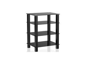 4-Tier Media Stand Audio/Video Component Cabinet with Glass Shelf for /Apple Tv/Xbox One/ps4 AS406002GB