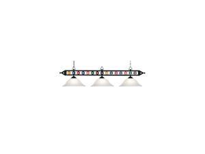 190-1-Bk-G1 Designer Classics 3-Light Billiard Light, 14-Inch, Matte Black With White Faux Alabaster Glass Shades 190-1-Bk-G1 Designer Classics 3-Light Billiard Light, 14-Inch, Matte Black With White Faux Alabaster Glass Shades