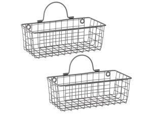 Z02021 Rustic Farmhouse Vintage Wire Wall Basket (Set of 2), Small, Gray