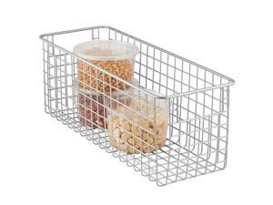 Narrow Farmhouse Decor Metal Wire Food Storage Organizer Bin Basket with Handles for Kitchen Cabinets, Pantry, Bathroom, Laundry Room, Closets, Garage - 16" x 6" x 6" - Chrome Narrow Farmhouse Decor Metal Wire Food Storage Organizer Bin Basket with Handles for Kitchen Cabinets, Pantry, Bathroom, Laundry Room, Closets, Garage - 16" x 6" x 6" - Chrome