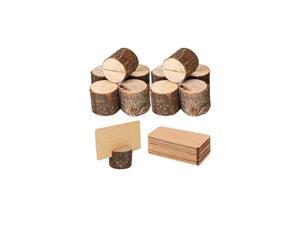 Wood Place Card Holders, 10Pcs Premium Rustic Table Number Holders and 20Pcs Kraft Table Place Cards, Wood Photo Holders, Ideal for Wedding Party Table Name and More