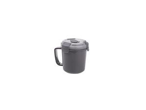 Soup To-Go Container - Gray, SNL-1003GY Easy-To-Open, Cool Touch Handle Leak-Proof Silicone Seal, Snap-Off Lid, Stackable, BPA FREE