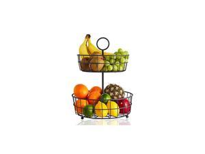 2 Tier Fruit Basket –  Wire Fruit Bowl or Produce Holder | Two Tier Fruit Basket Stand for Storing & Organizing Vegetables, Eggs, etc | Fruit Basket for Counter or Hanging (2 Tier)