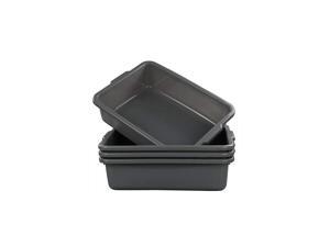 4-Pack Bus Tubs, Commercial Tote Box, Plastic Bus Box (13 L Capacity), Grey