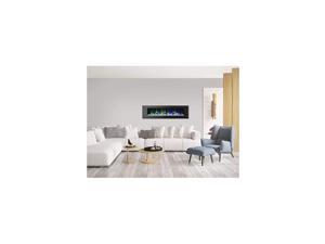CAM72WMEF-2WHT 72 In. Wall-Mount Electric Fireplace in White with Multi-Color Flames and Driftwood Log Display