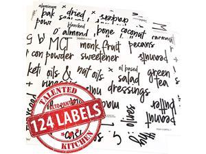 124 Keto Pantry Labels – 124 Script Labels, Keto Diet Ingredients – Pantry Food Jar Stickers. Water Resistant, Jar Decal Pantry Organization Storage (Set of 124 – Script Keto Pantry)