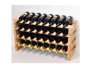 Modular Wine Rack Beechwood 32-96 Bottle Capacity 8 Bottles Across up to 12 Rows Newest Improved Model (32 Bottles - 4 Rows)